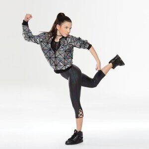 Girls hip hop bodysuit and jacket holographic